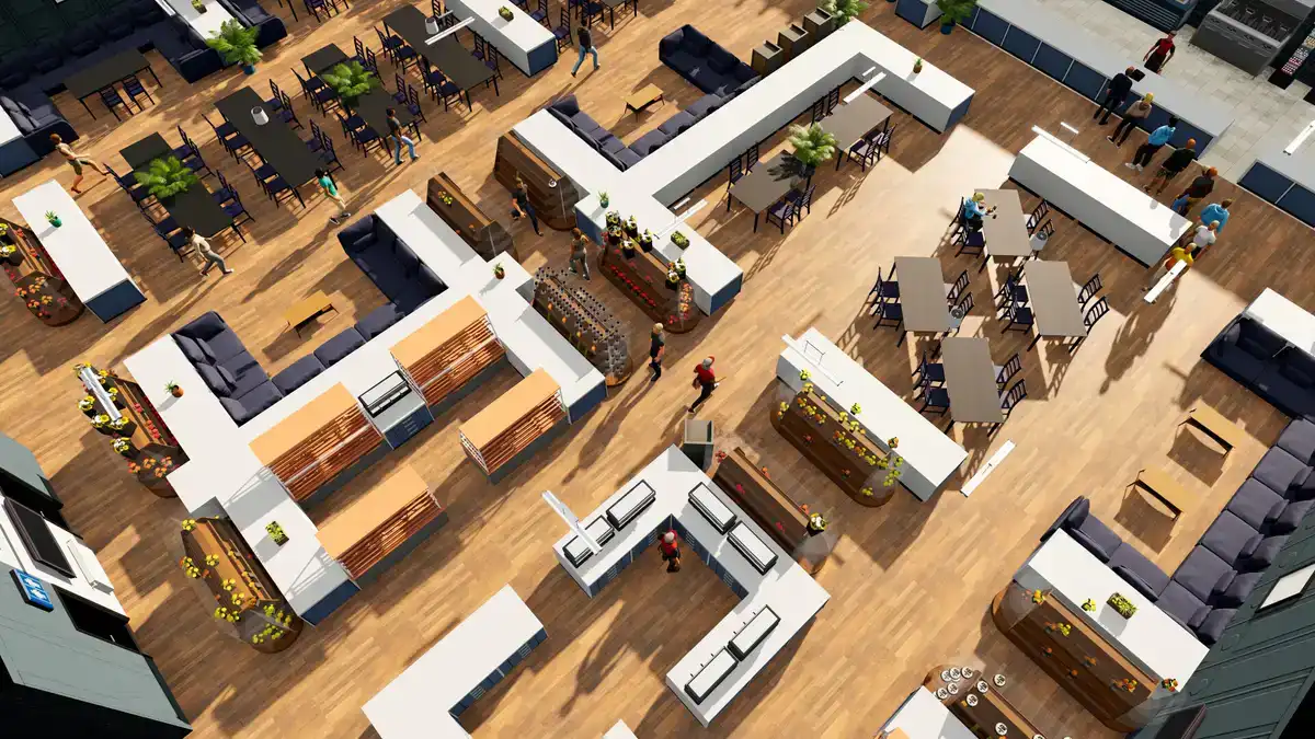 Large Big Ambitions headquarters floor with desks and employees